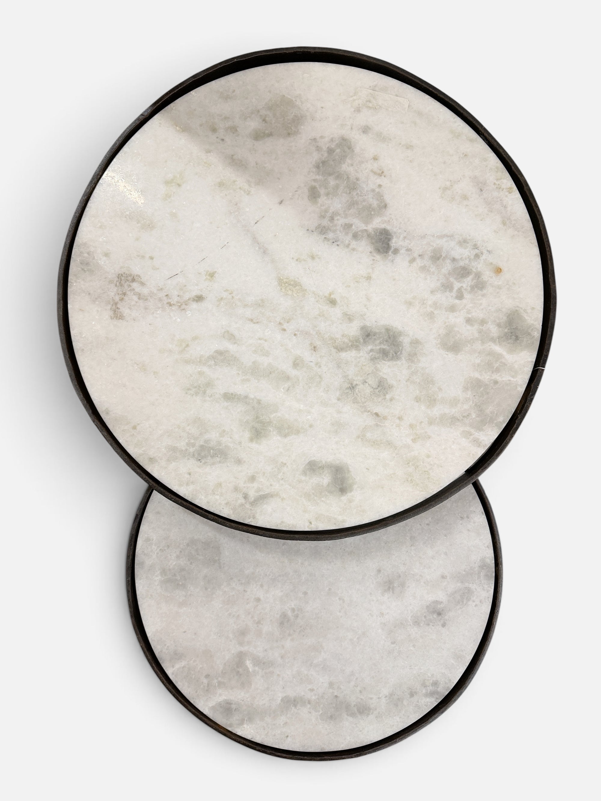 Nesting Side Tables with Marble Moon Top, 16"Hx36"Dx20"W