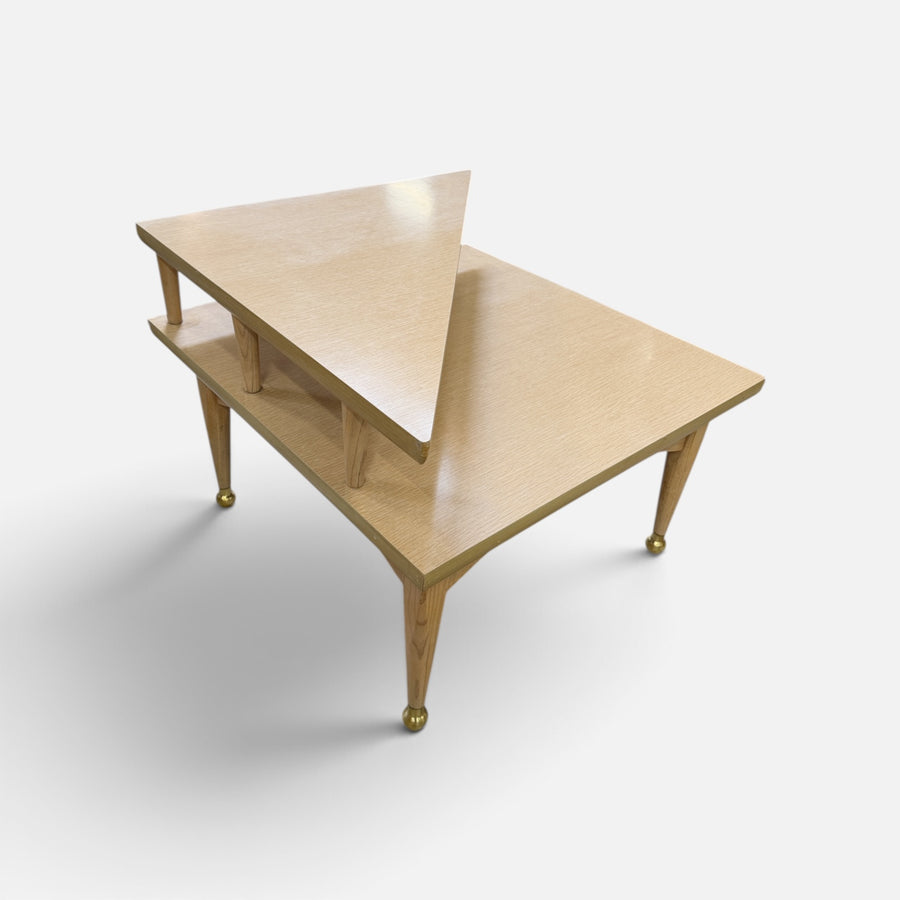 Martinsville MCM Blond Formica Step Corner Table