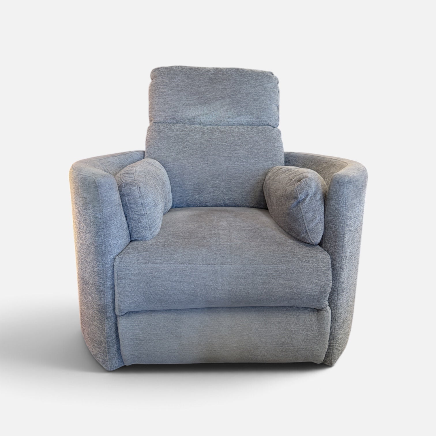 Sagen Charcoal Chenille Glider Recliner With Swivel