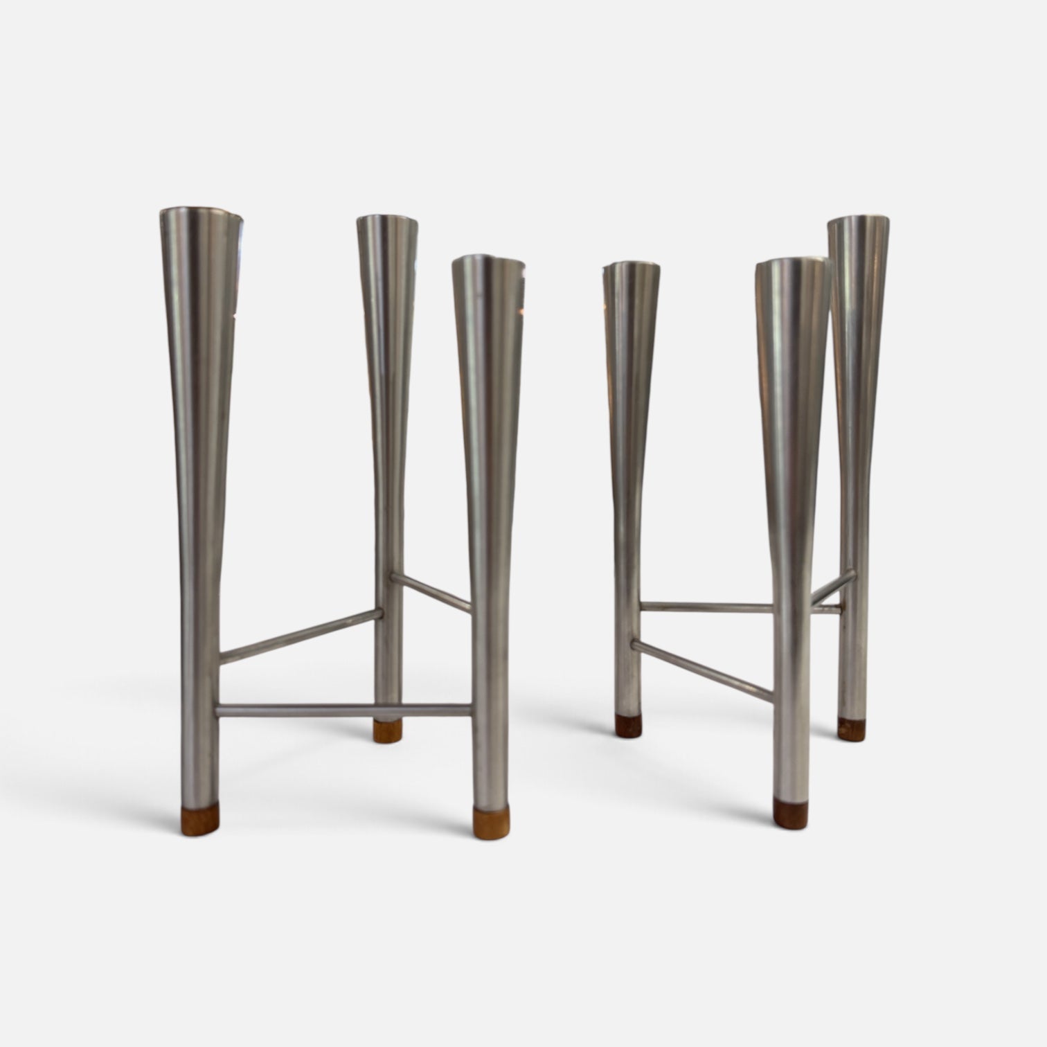 Pair Brushed Stainless Candle - 2 Piece