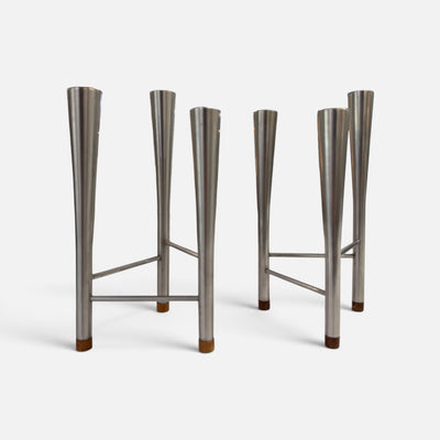 Pair Brushed Stainless Candle - 2 Piece