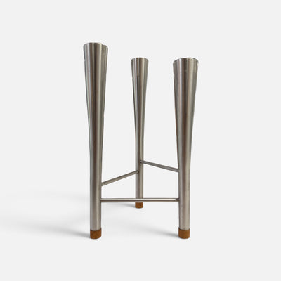 Pair Brushed Stainless Candle - 2 Piece