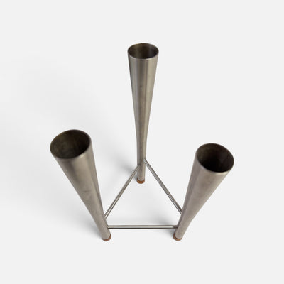 Pair Brushed Stainless Candle - 2 Piece