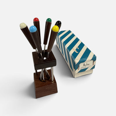 Hankyu Mid Century Cocktail Forks and Stand
