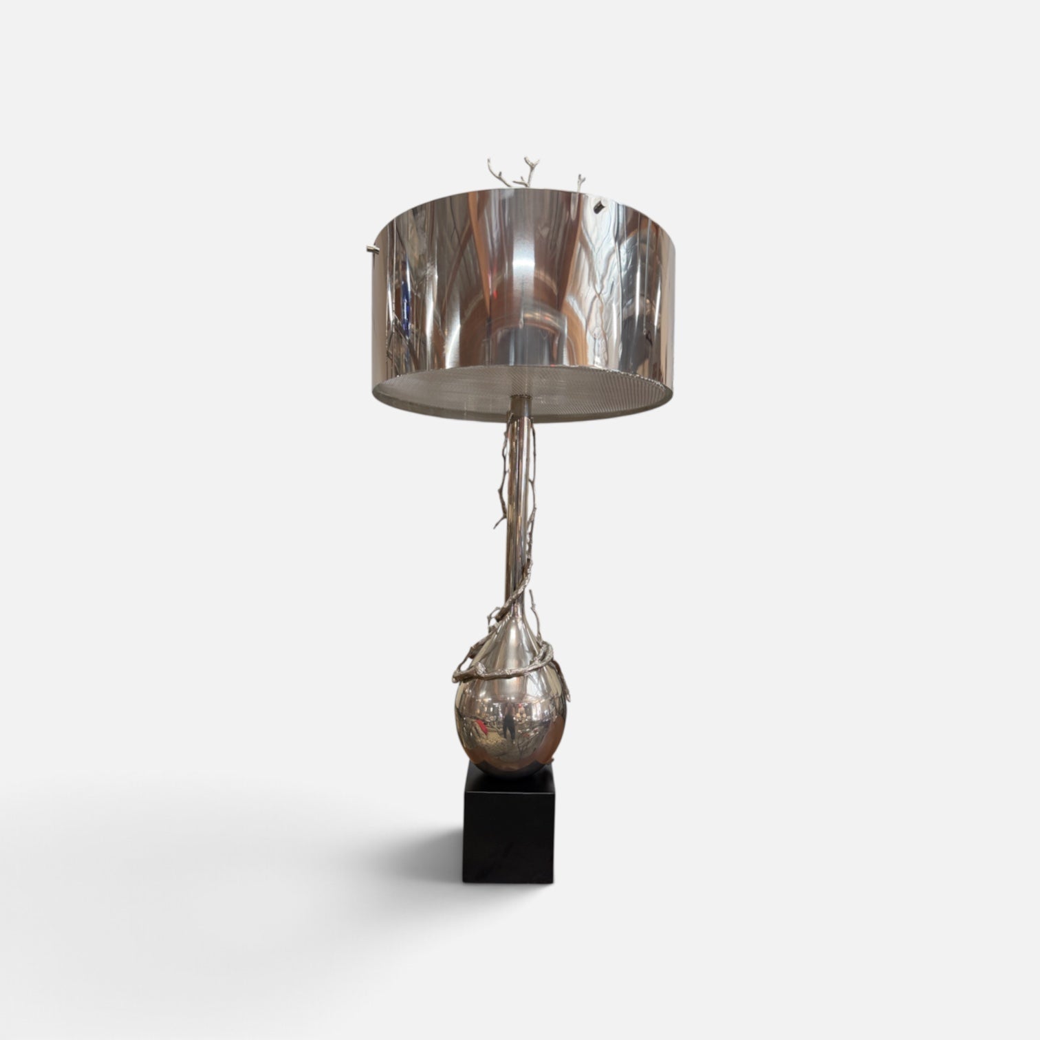Global Views Pair of Polished Nickel Twig Lamps (Set of 2)