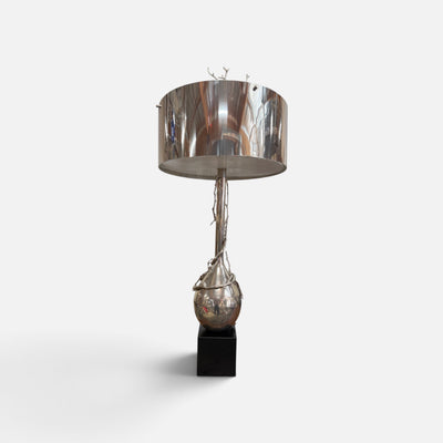 Global Views Pair of Polished Nickel Twig Lamps (Set of 2)