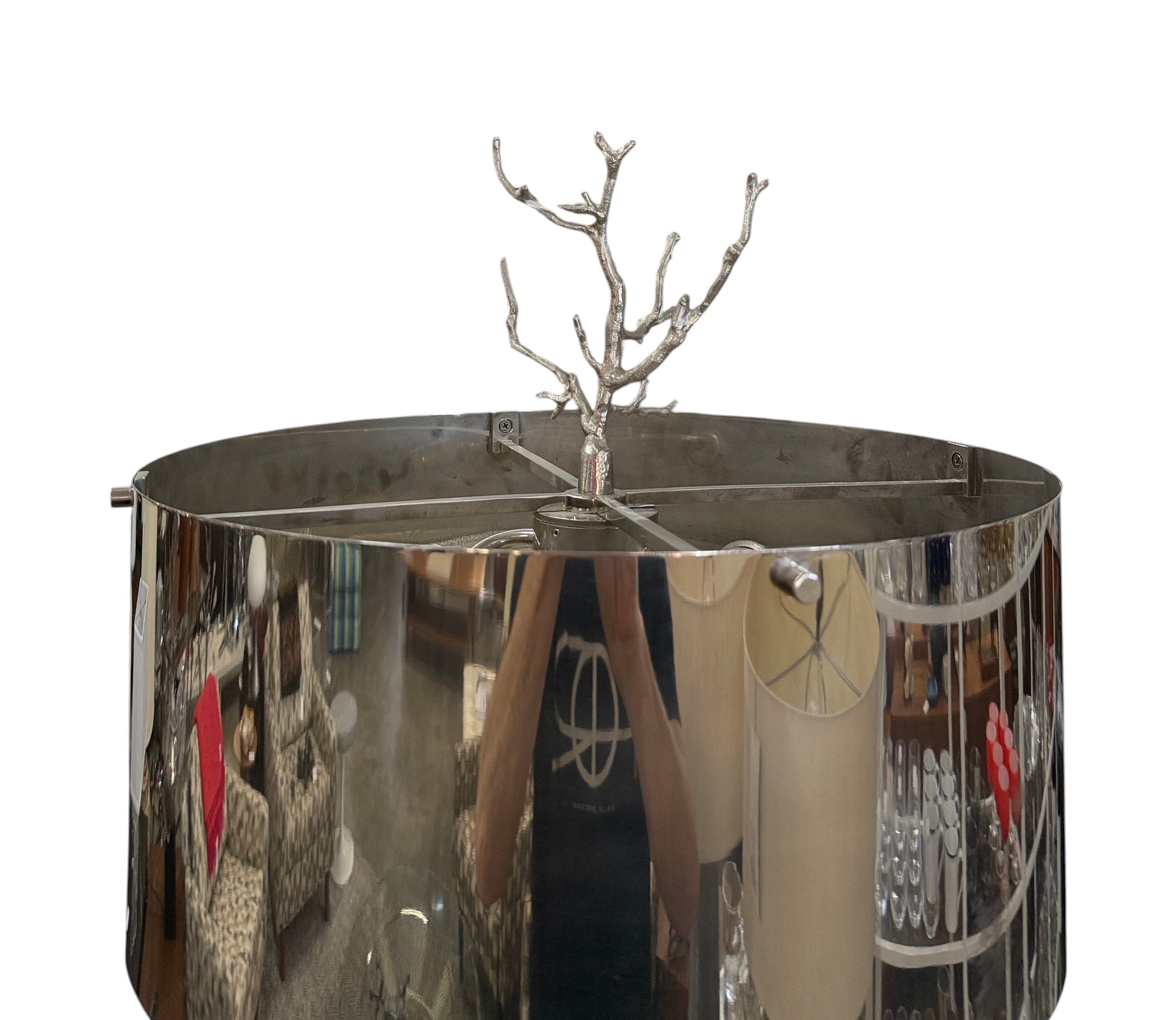Global Views Pair of Polished Nickel Twig Lamps (Set of 2)
