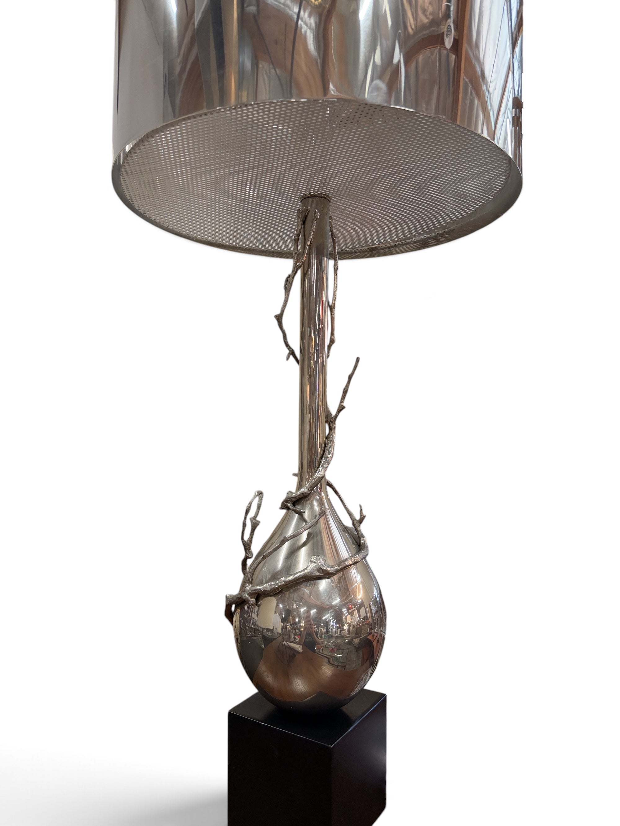 Global Views Pair of Polished Nickel Twig Lamps (Set of 2)