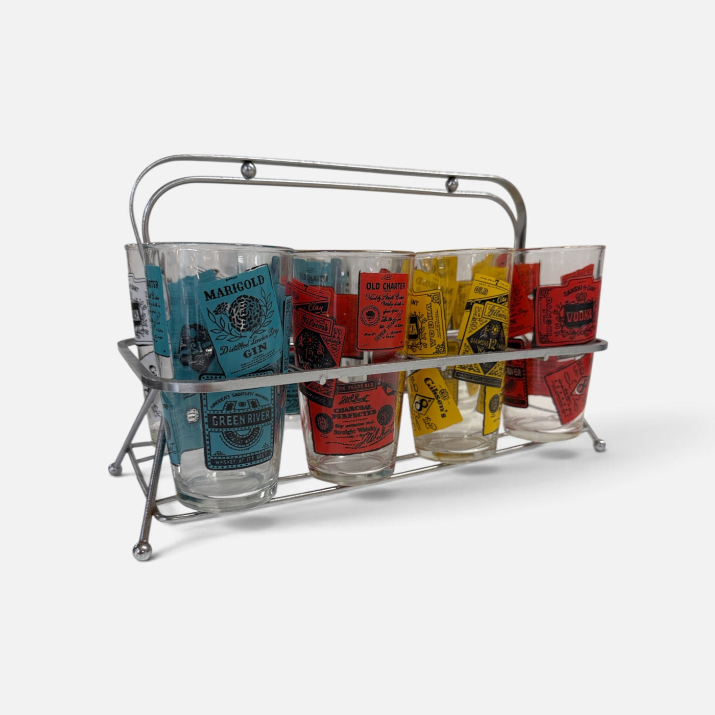 8 Fun Liquor Label Tumblers in Carrier