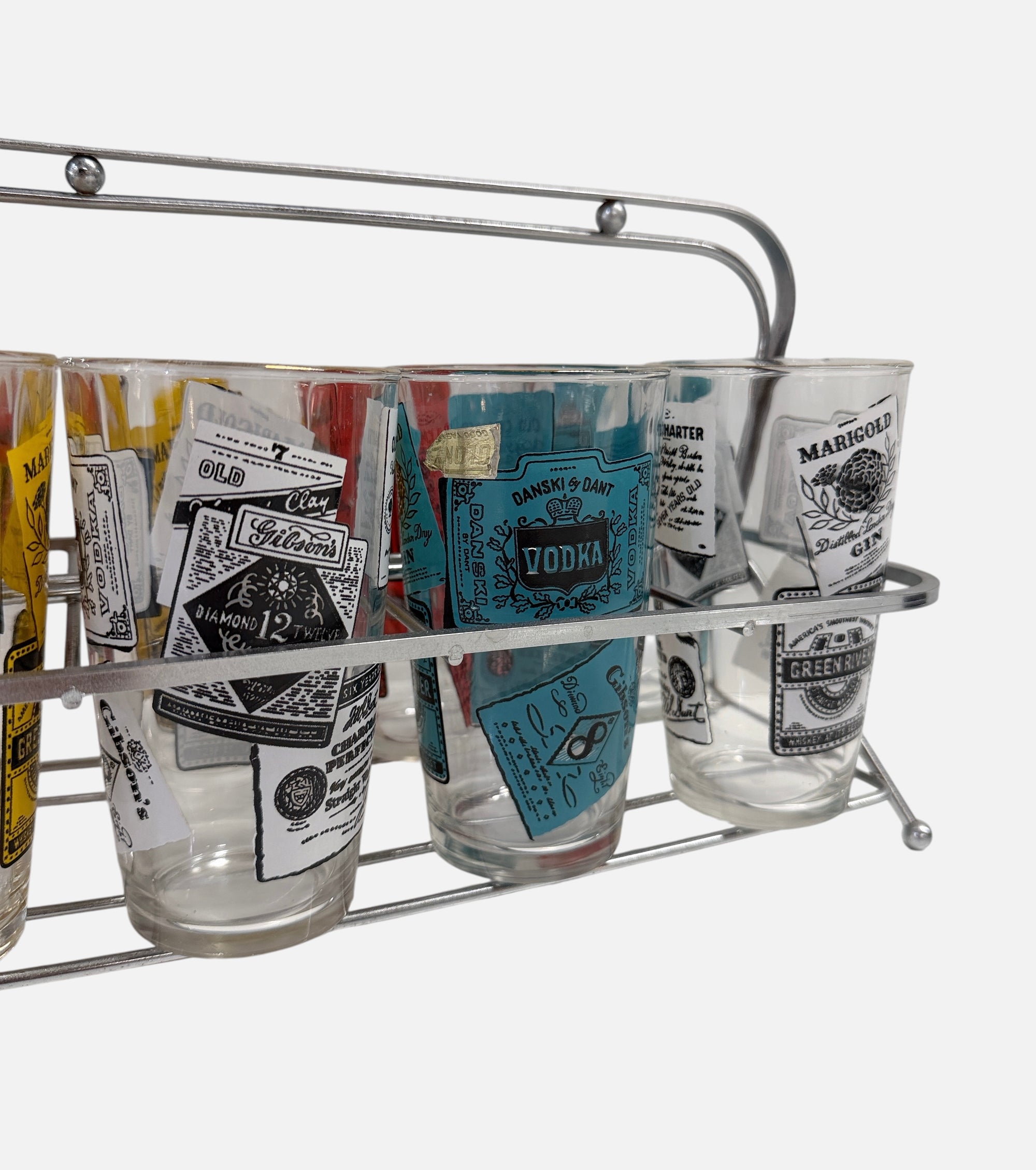 8 Fun Liquor Label Tumblers in Carrier