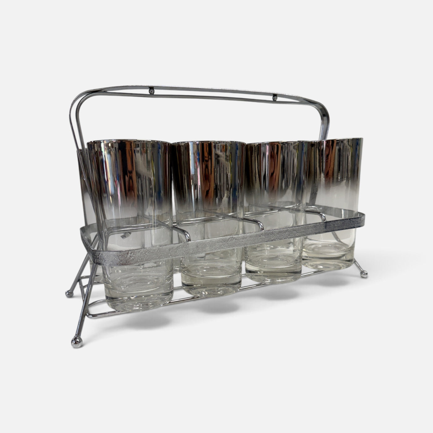 Set of 8 Silver Ombre Highballs in Caddy