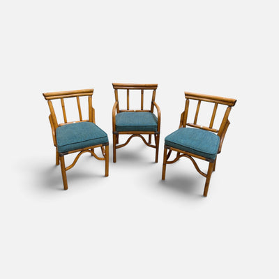 Trio of Original Bradston of CA Rattan Chairs (Set of 3)