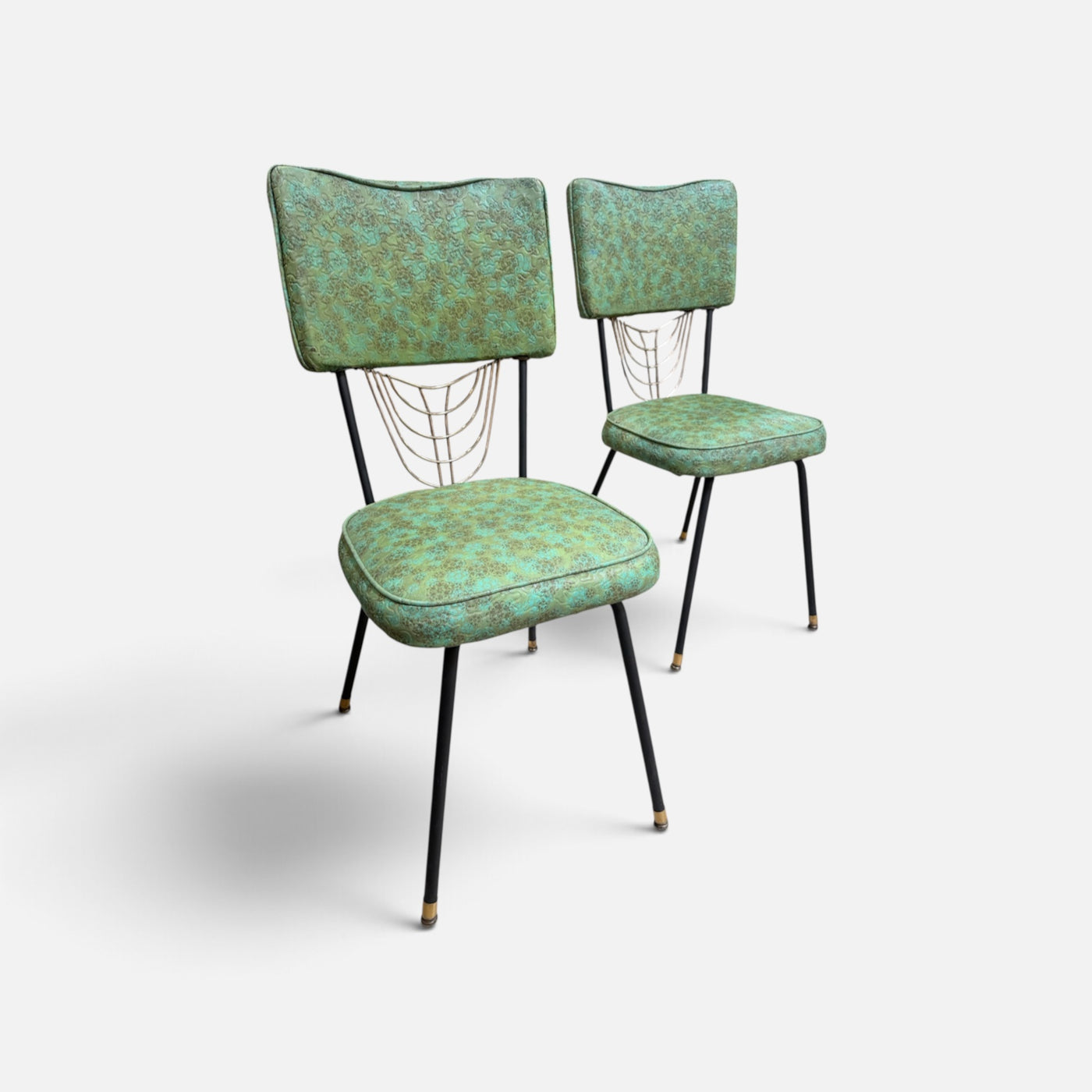 Pair of Funky Green Kitchen Chairs with Black & Gold Frames (Set of 2)
