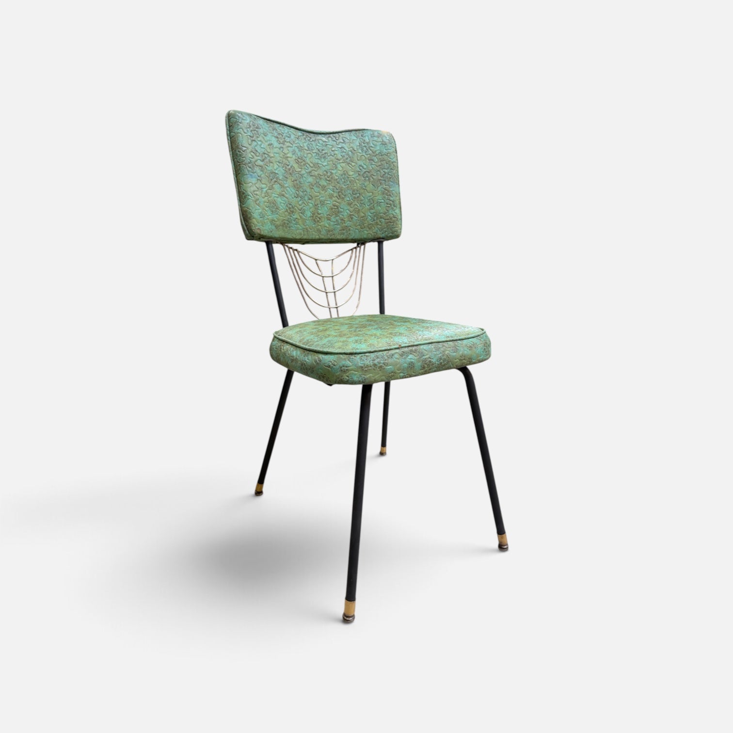 Pair of Funky Green Kitchen Chairs with Black & Gold Frames (Set of 2)