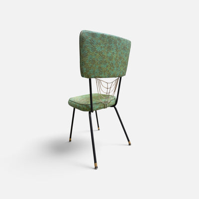 Pair of Funky Green Kitchen Chairs with Black & Gold Frames (Set of 2)