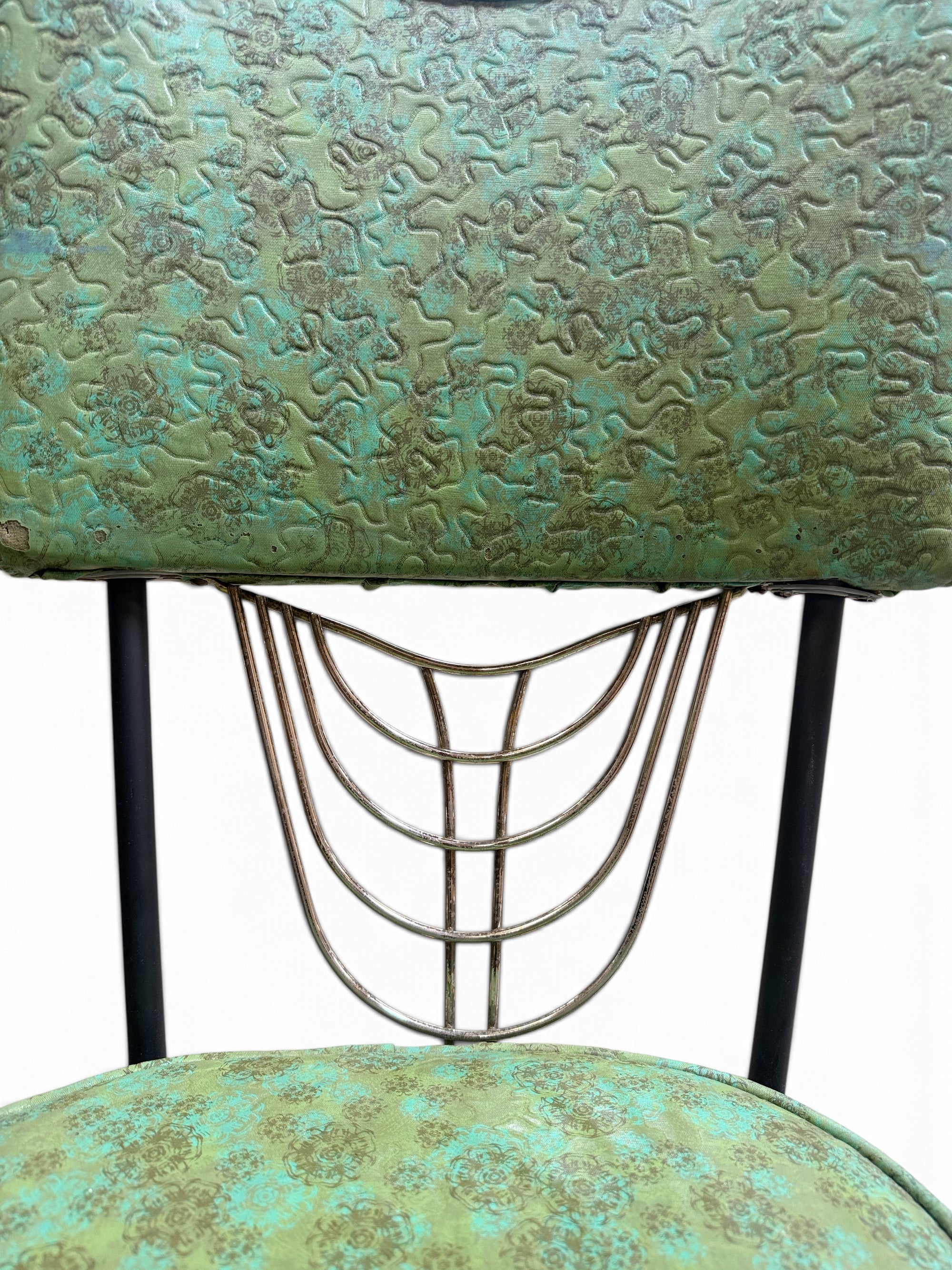 Pair of Funky Green Kitchen Chairs with Black & Gold Frames (Set of 2)