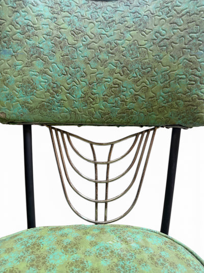 Pair of Funky Green Kitchen Chairs with Black & Gold Frames (Set of 2)