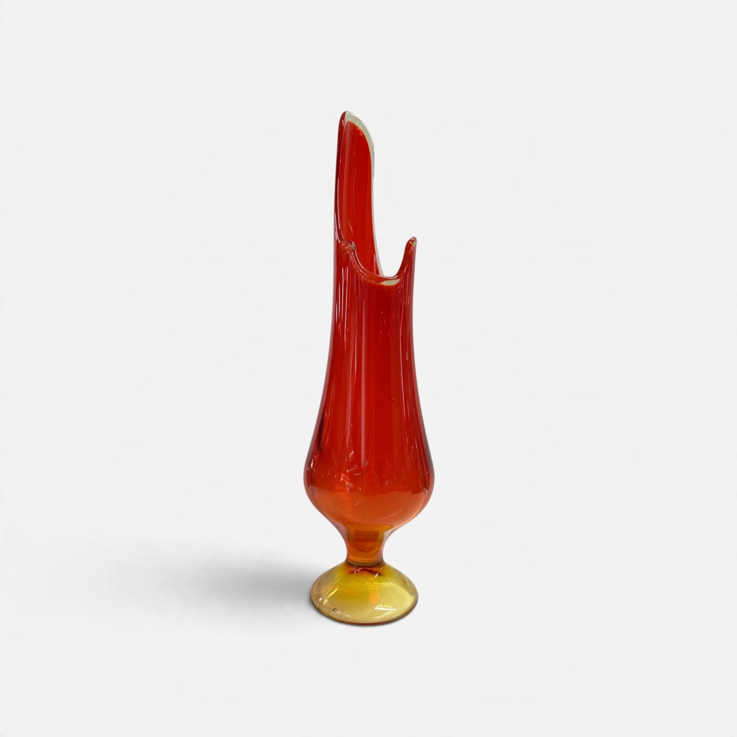 Vintage L.E. Smith 19" Amberina Flame Pedestal Swung Vase
