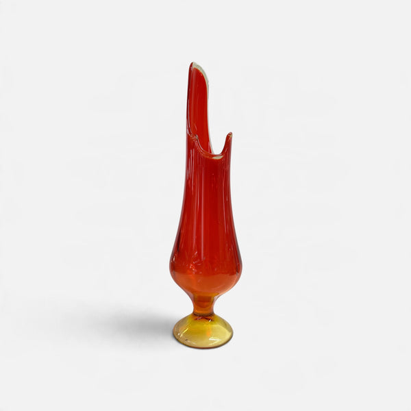 Vintage L.E. Smith 19" Amberina Flame Pedestal Swung Vase