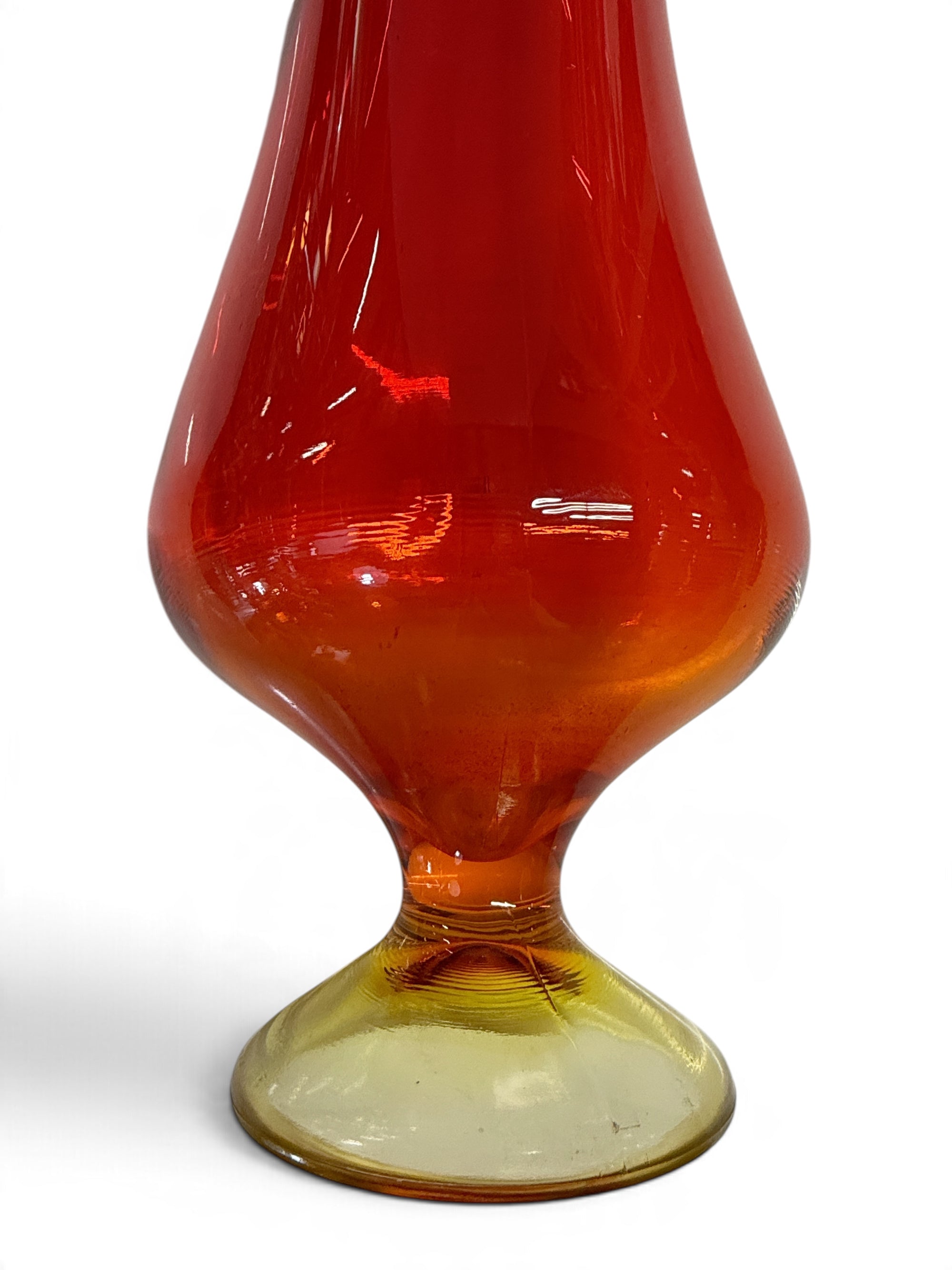 Vintage L.E. Smith 19" Amberina Flame Pedestal Swung Vase