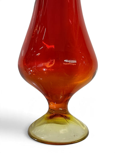 Vintage L.E. Smith 19" Amberina Flame Pedestal Swung Vase
