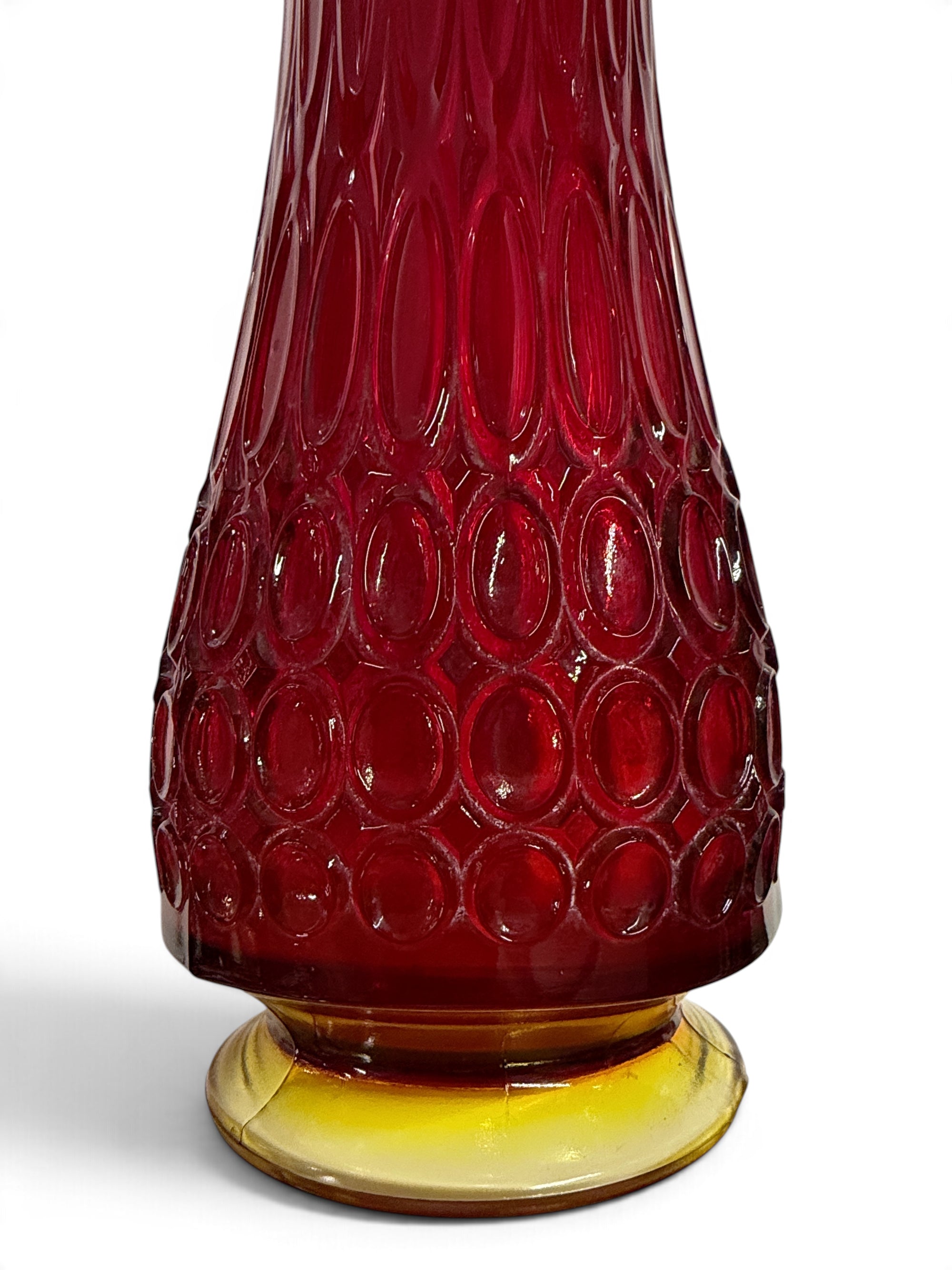 Vintage Fenton 16" Amberina Hobnail Swung Pedestal Vase