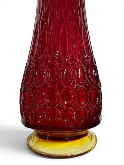 Vintage Fenton 16" Amberina Hobnail Swung Pedestal Vase