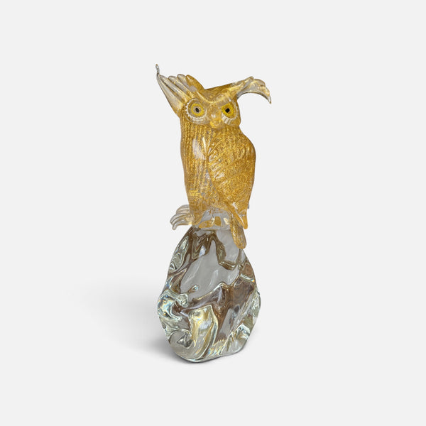Murano Zanetti (signed) Italian Crystal Owl Sculpture