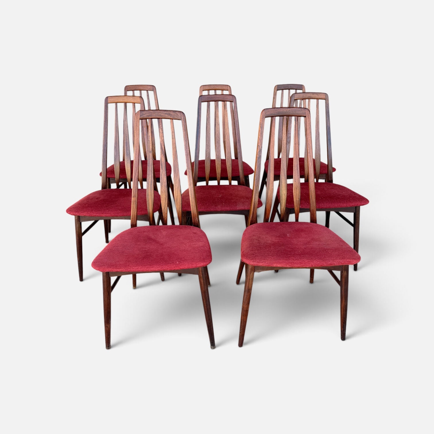 Vintage Danish Set of 8 Rosewood Eva Dining Chairs by Niels Koefoed