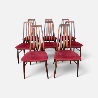 Vintage Danish Set of 8 Rosewood Eva Dining Chairs by Niels Koefoed