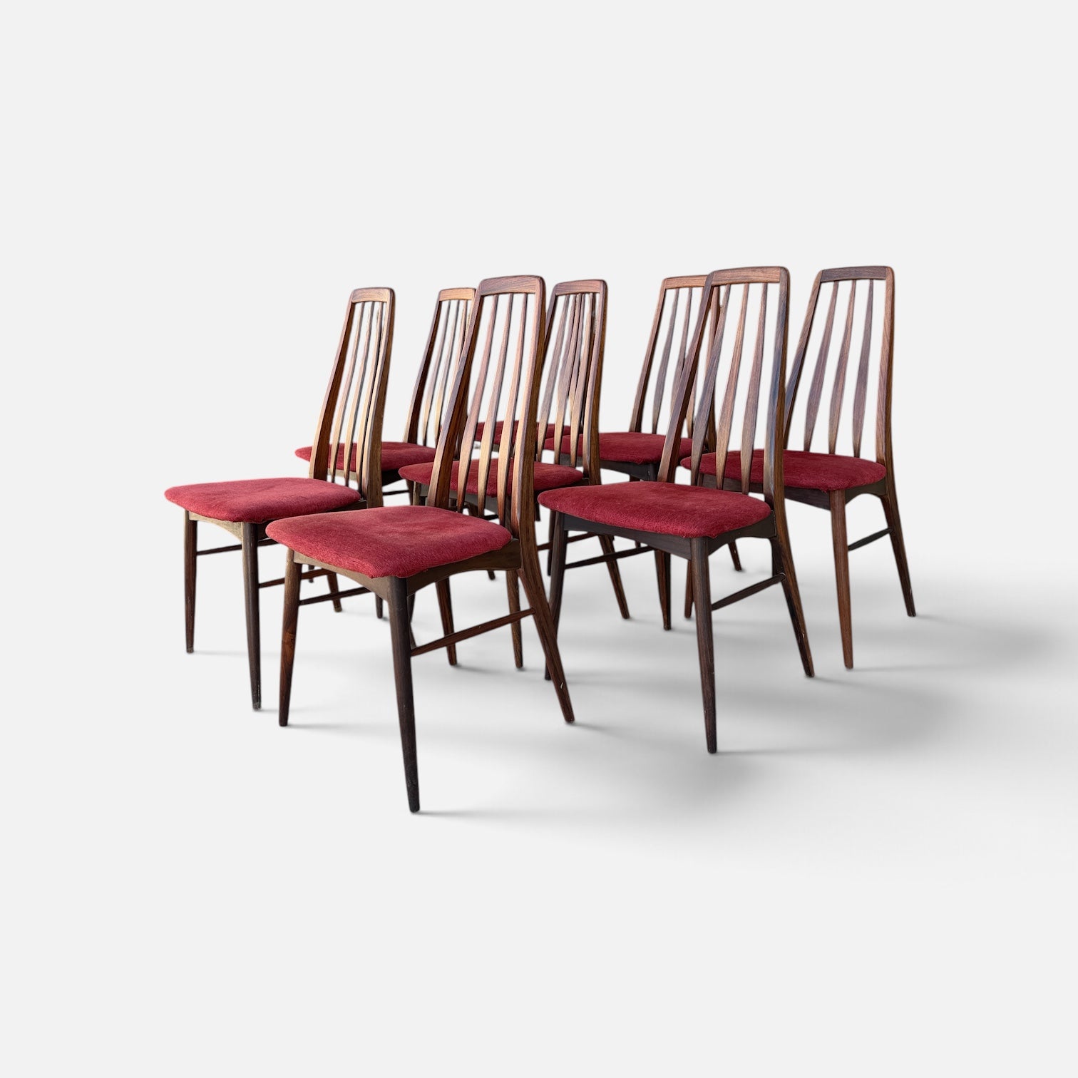 Vintage Danish Set of 8 Rosewood Eva Dining Chairs by Niels Koefoed