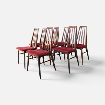Vintage Danish Set of 8 Rosewood Eva Dining Chairs by Niels Koefoed