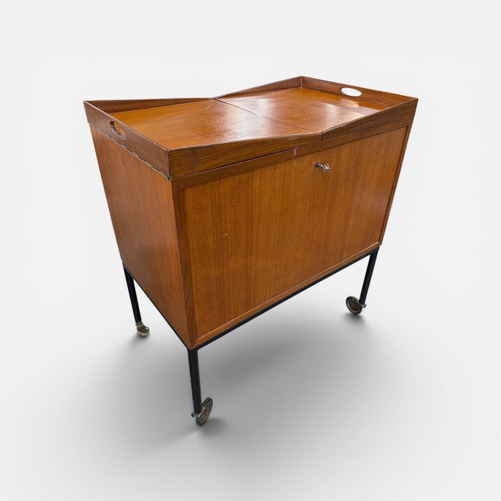 Vintage German 1960's Teak Bar Cart