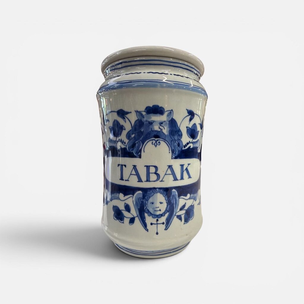 Vintage Delft Apothecary Jar with Lid