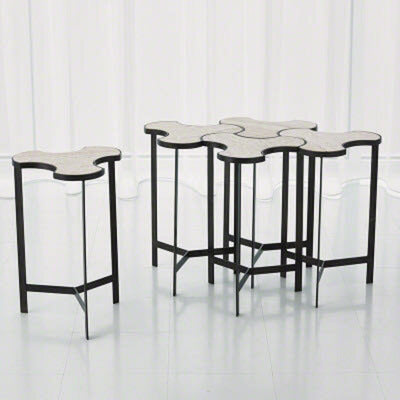 Natural Iron Bunching Table with Travertine Top