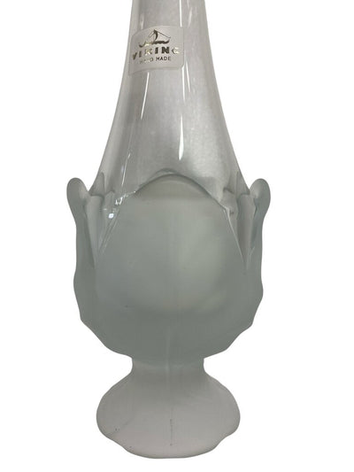 MCM Viking Frosted Cabbage Leaf Art Glass Bud Vase