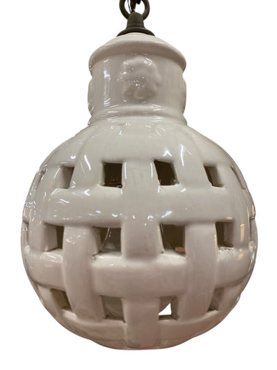 Vintage Basketweave Ceramic Cascading Pendant Light