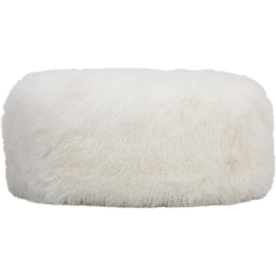 Faux Fur Ottoman in White