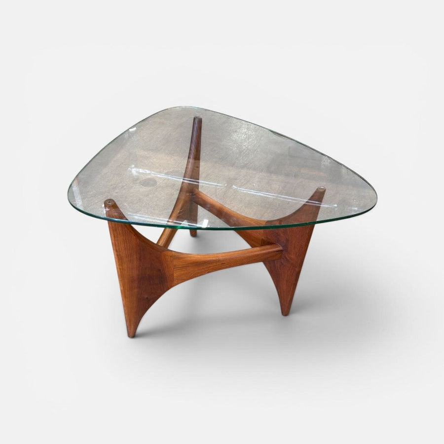 Adrian Pearsall Sculptural Walnut Stingray Glass End Table