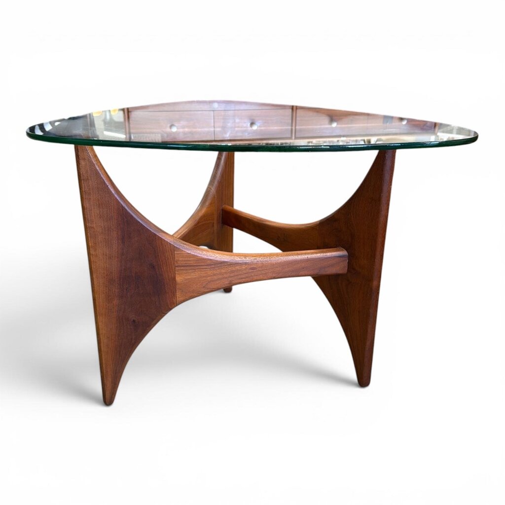 Adrian Pearsall Sculptural Walnut Stingray Glass End Table