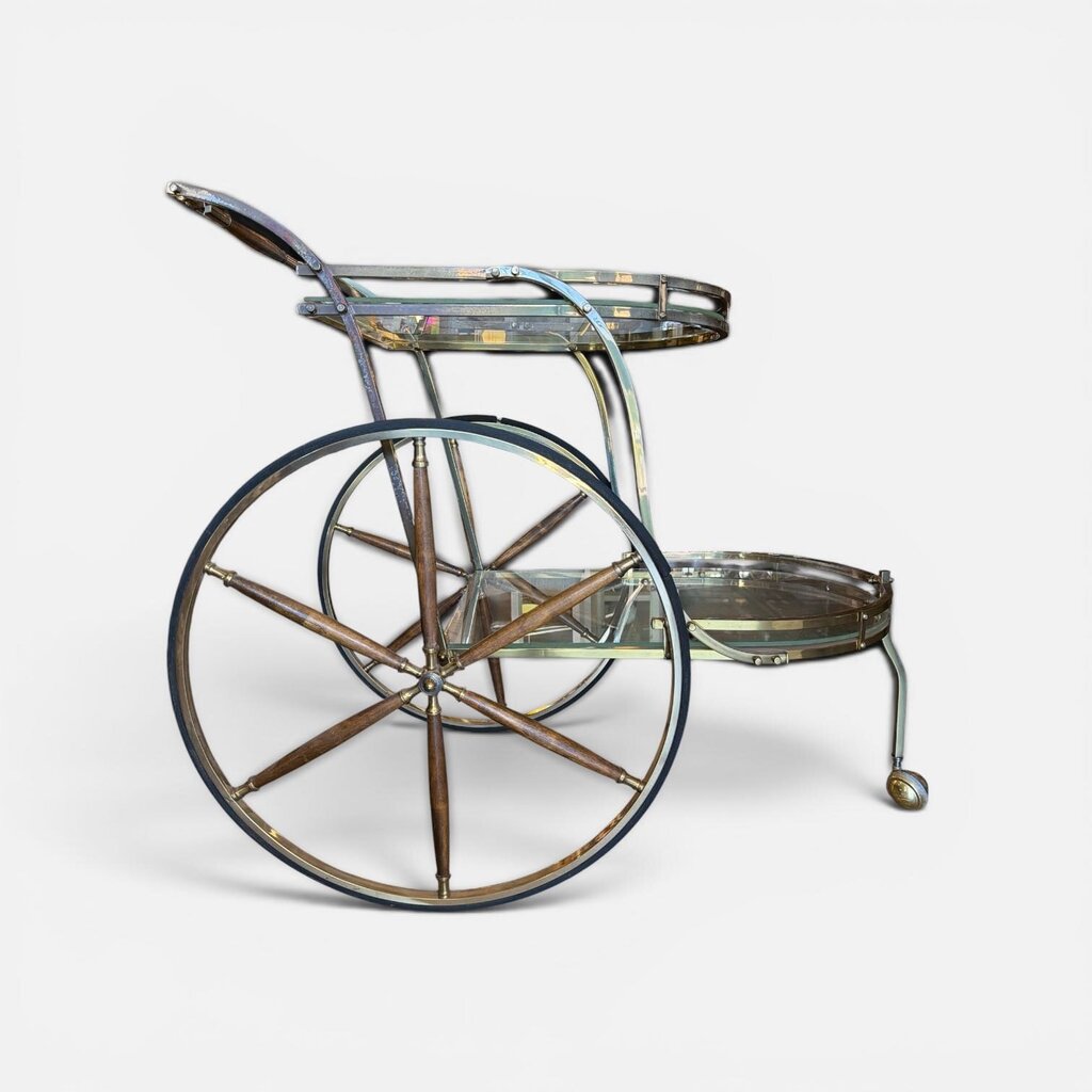 Mid Century Italian Brass Bar Cart / Trolley