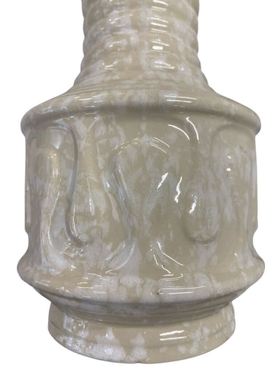 Vintage 1950's Savoy Ribbed Vase with Mottled Cream Glaze