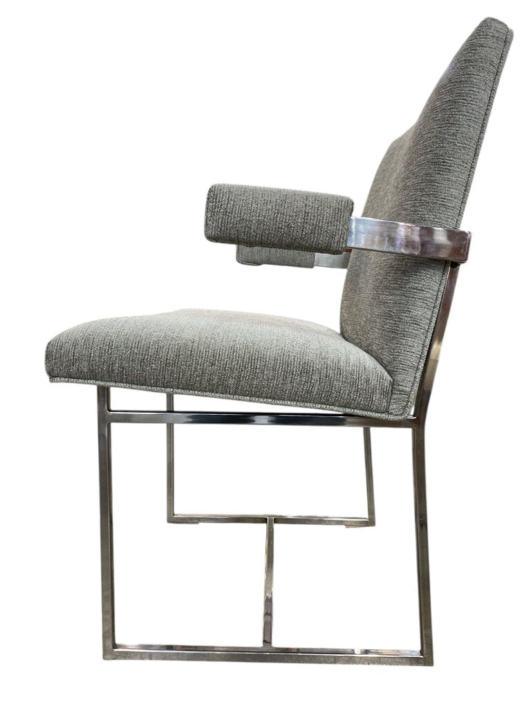 Milo Baughman Mid Century Chrome Dining Chairs in New Knoll Textile (Set of 6)