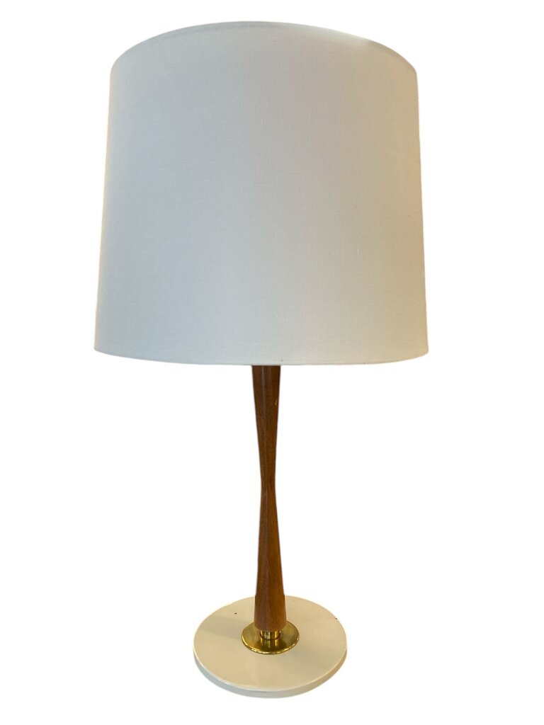 Vintage Pair of Gerald Thurston Walnut and Brass Table Lamps for Lightolier - AS IS (Set of 2)