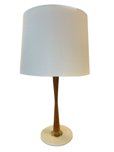Vintage Pair of Gerald Thurston Walnut and Brass Table Lamps for Lightolier - AS IS (Set of 2)