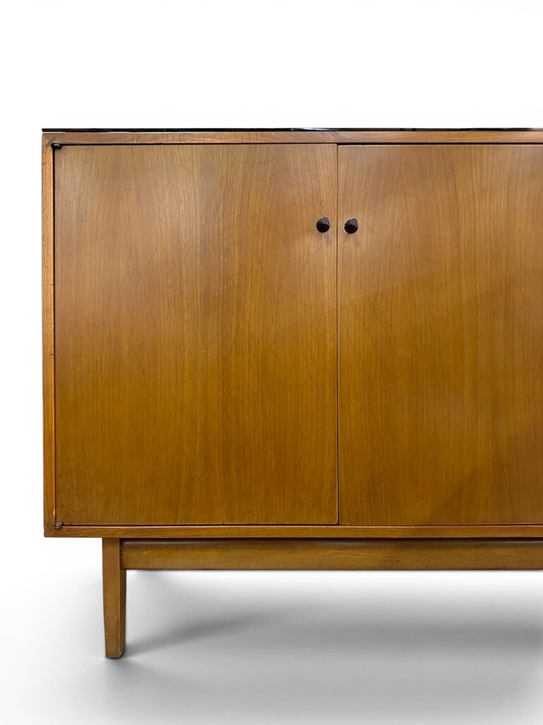 Walnut Mid Century Credenza Custom Glass Top  (great condo size)