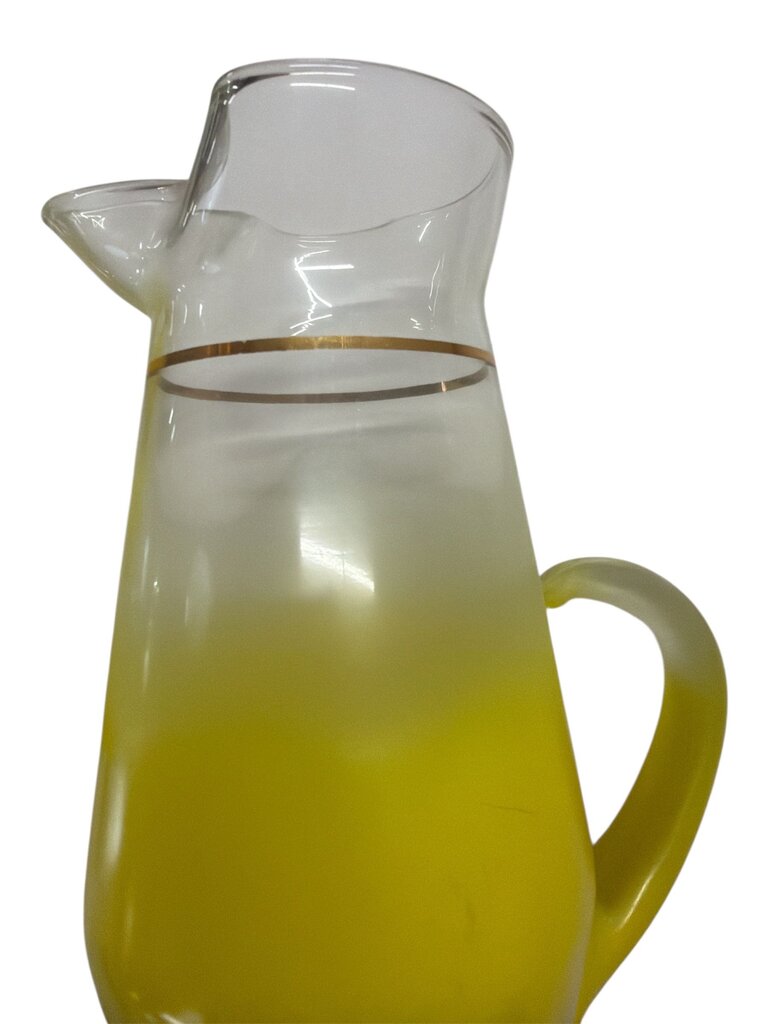 Vintage Blendo Frosted Yellow Pitcher and Tumbler Set (Set of 7)