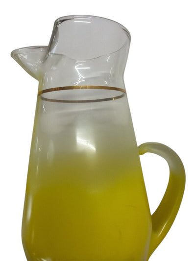 Vintage Blendo Frosted Yellow Pitcher and Tumbler Set (Set of 7)