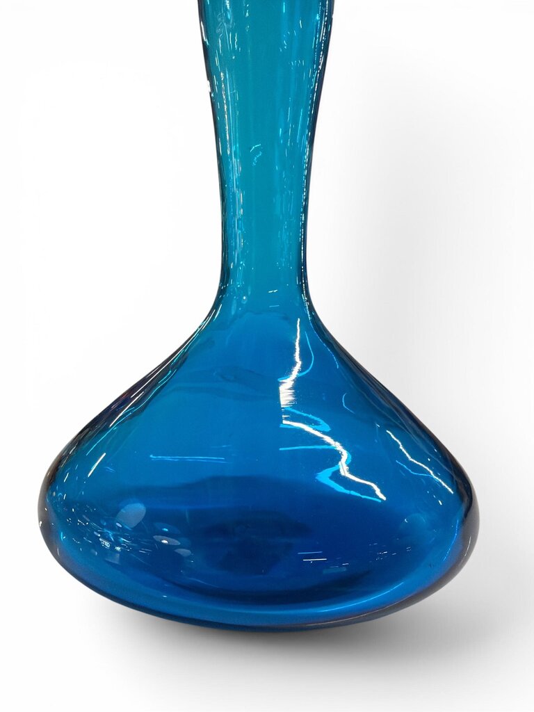 Vintage Blenko Circa 1958 Blue Glass Decanter by Wayne Husted - Stopper Not Original