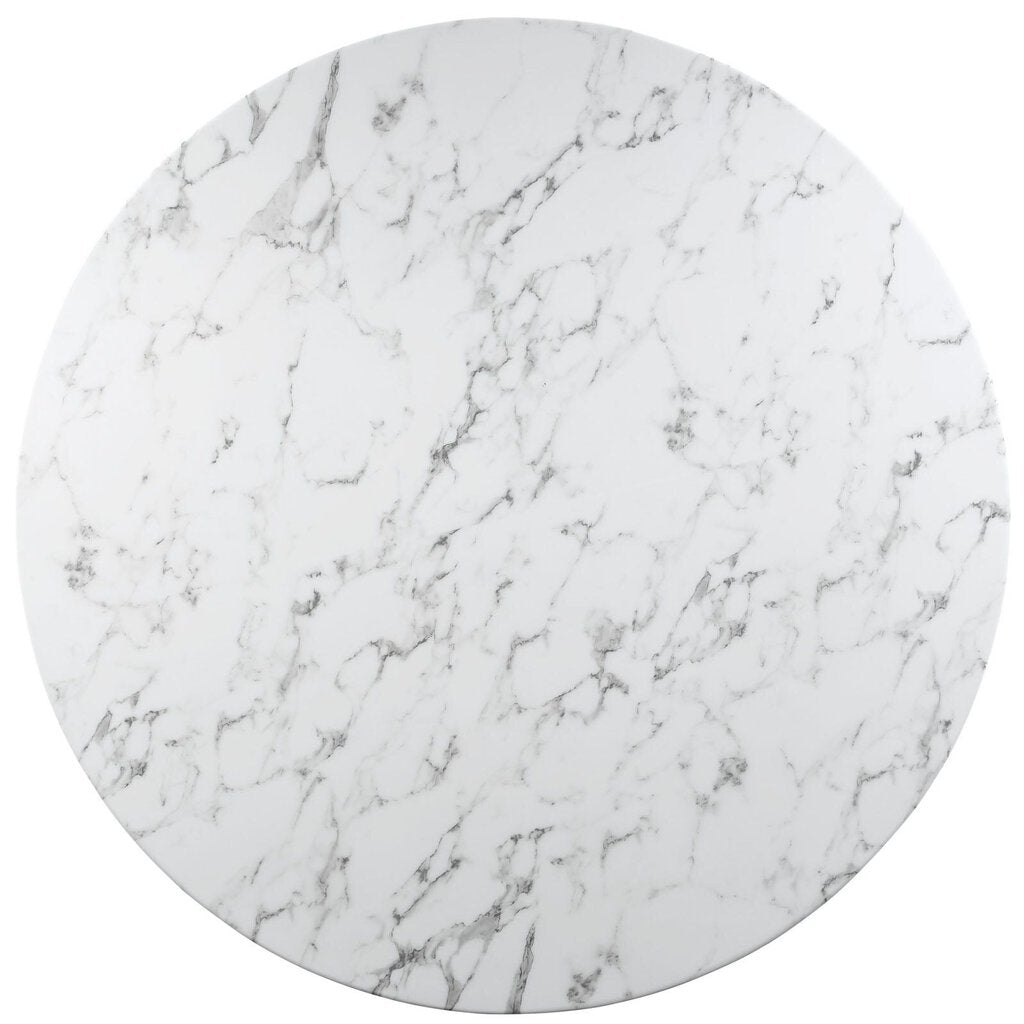 Tulip Table Dining / 60" Round / Faux Marble / White Base - 60"W x 29.5"H